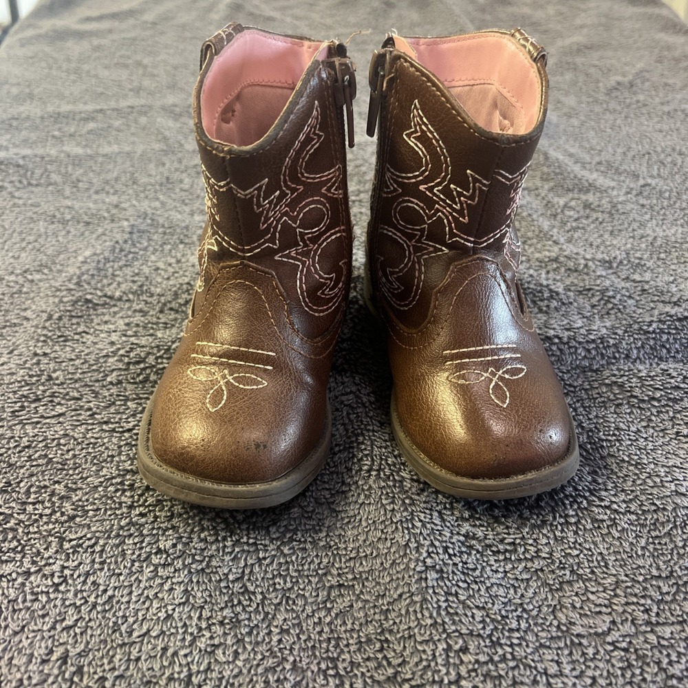 Wonder Nation Size 5 Baby Girl BROWN & PINK Western Boots , NEW With Tags